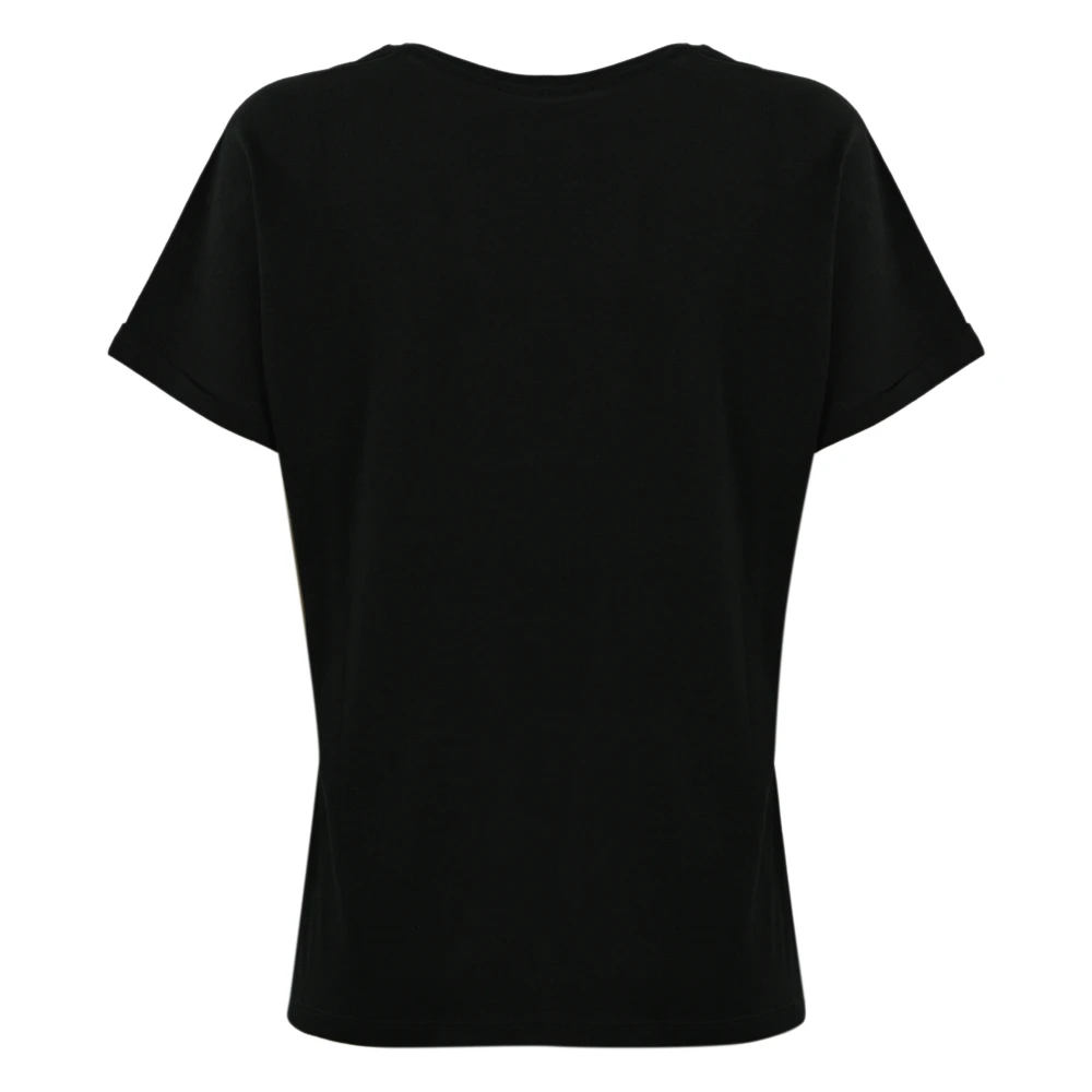 Twinset Zwarte Twin-set T-shirt met geborduurd bloemmotief Black Dames