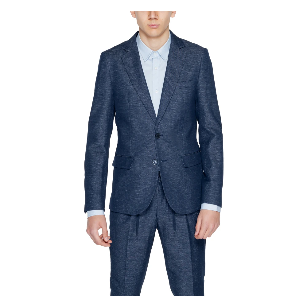 Antony Morato Blauwe Katoen-Linnen Knoop Blazer Blue Heren