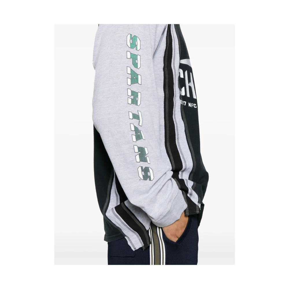 Needles Zwarte Crew Neck Slogan Print Shirt Black Heren