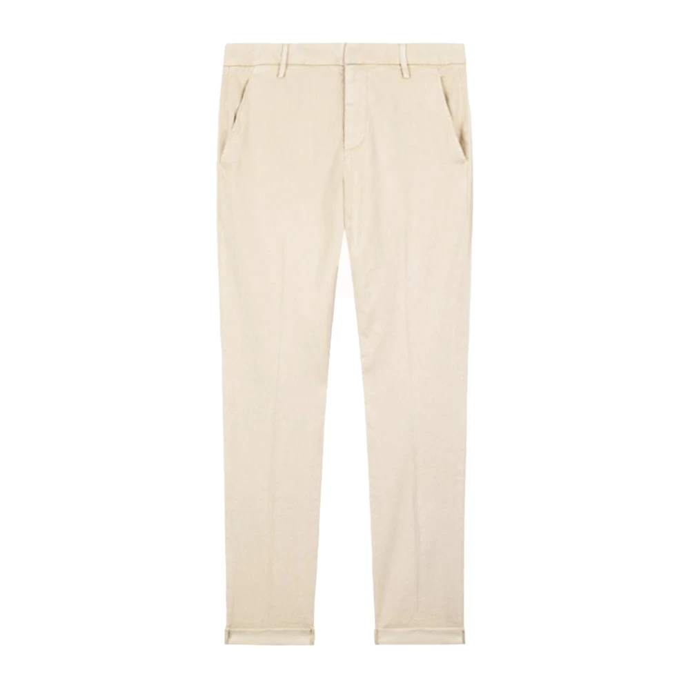 Dondup Men's Beige Stylish Slim-Fit Trousers