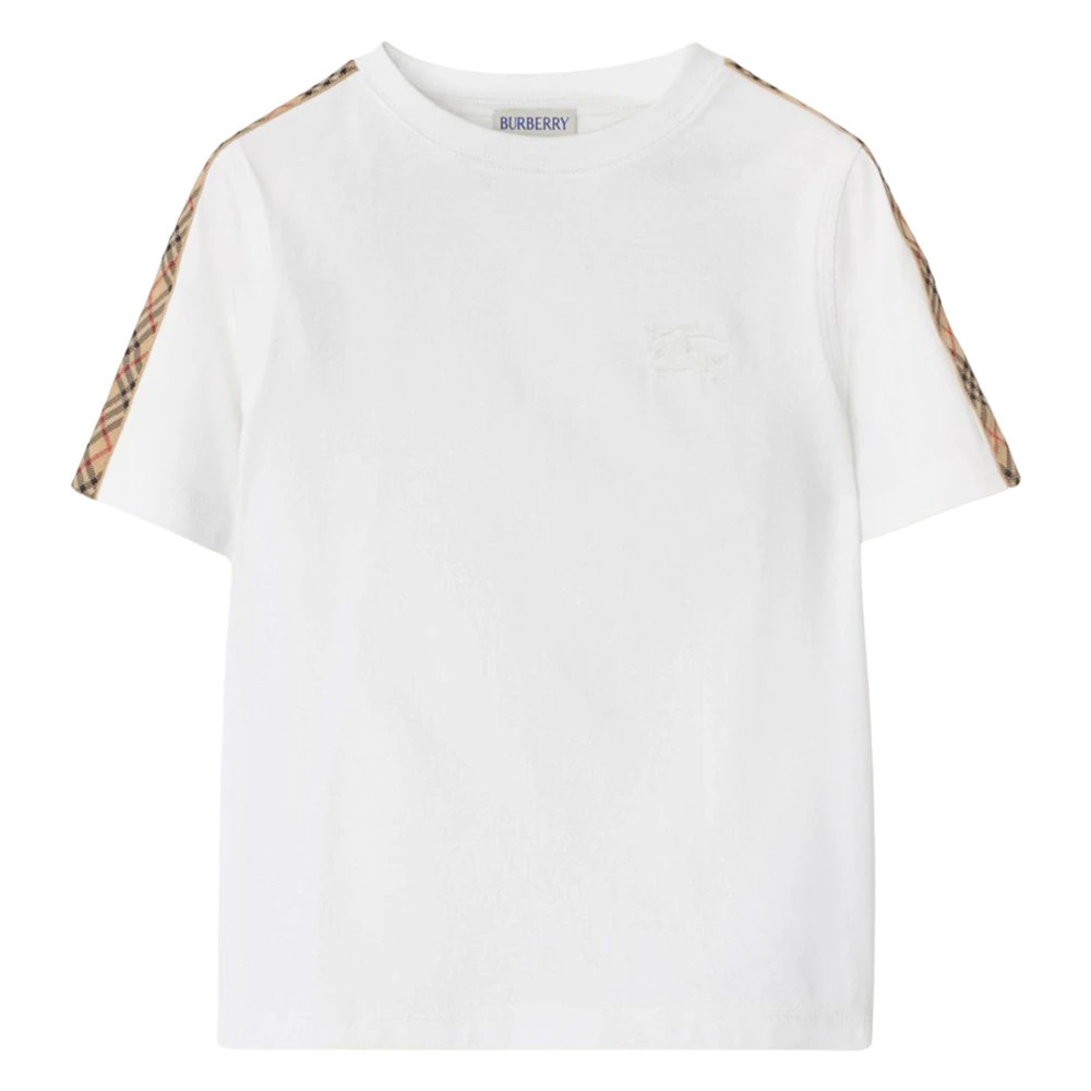 Burberry Girls White Kids Short Sleeve T-Shirts, 10 Y, Check Tape T-Shirt In