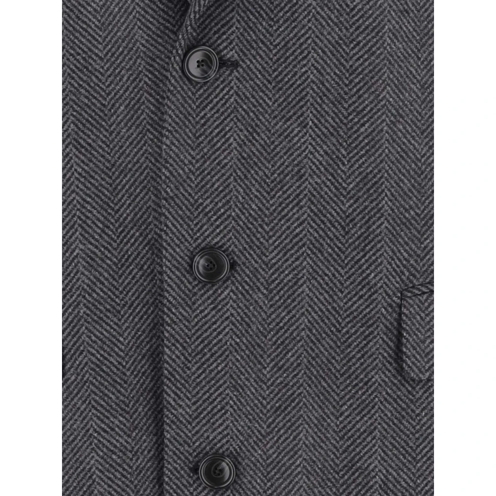 Tagliatore Wollen Reversjas Visgraatpatroon Gray Heren