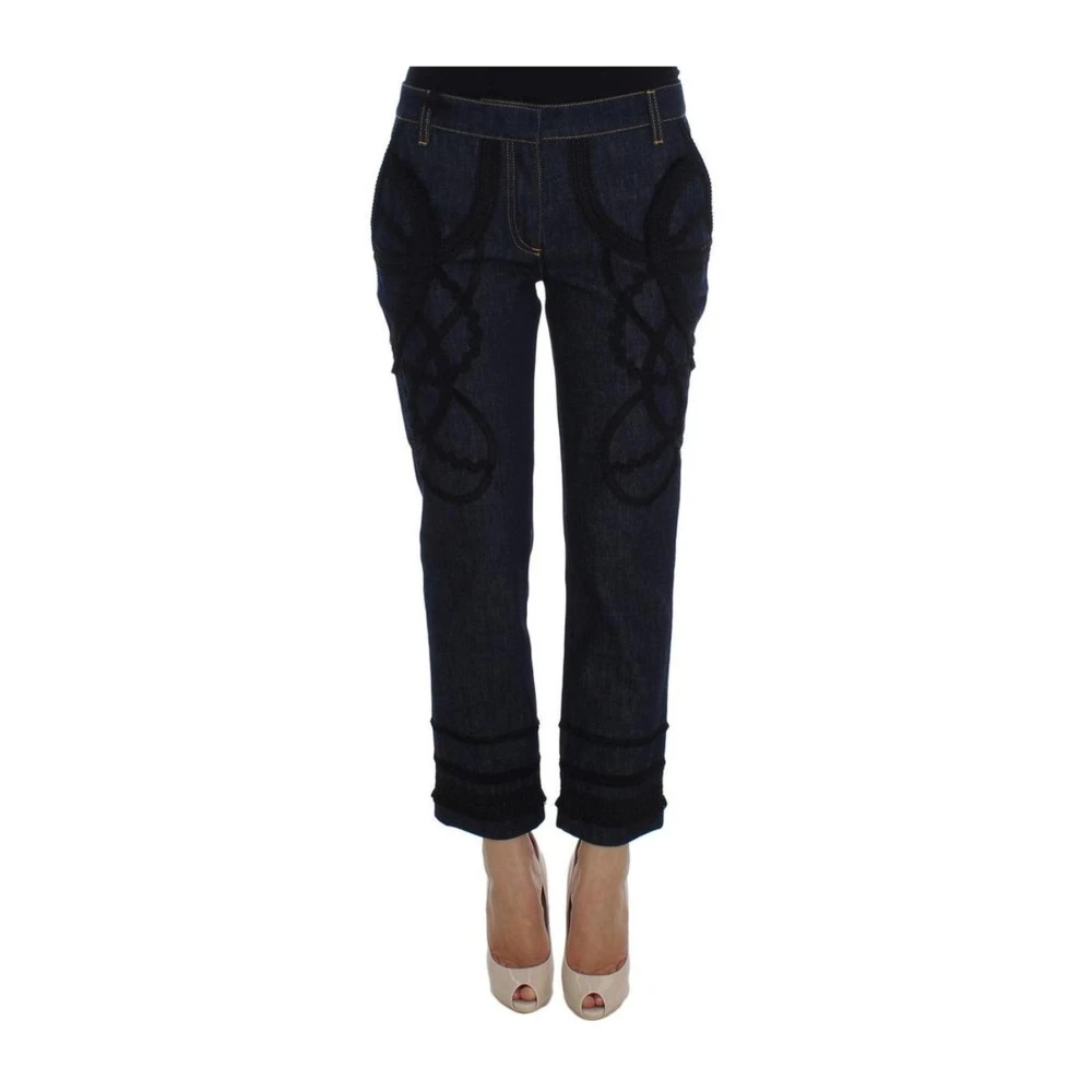 Dolce & Gabbana Geborduurde Denim Capri Jeans Blue Dames