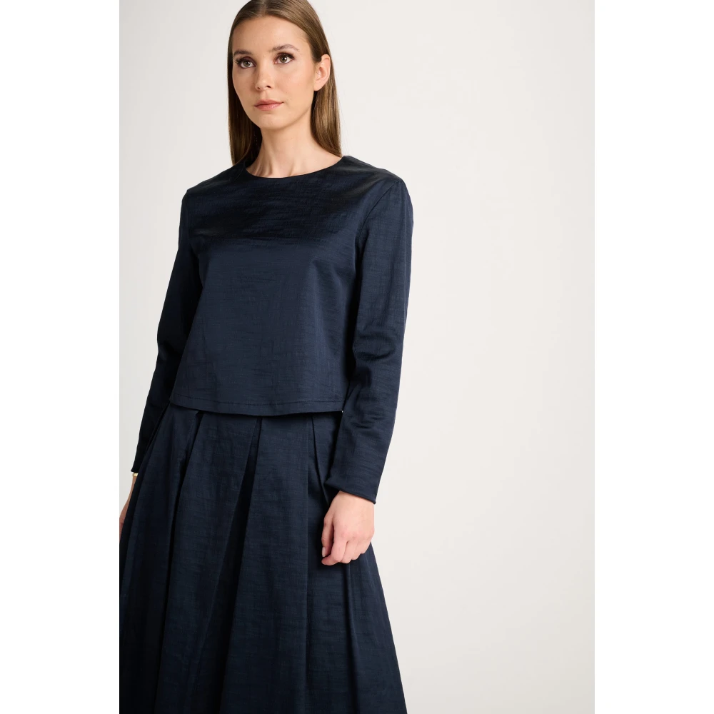 March23 Moulante Top à Manches Longues en Tricot Blue Dames
