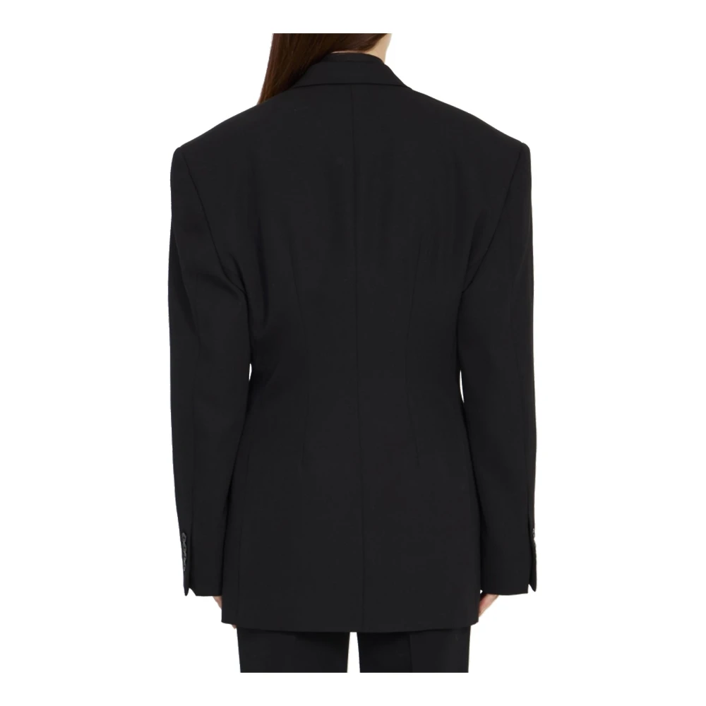 Balenciaga Zwarte wollen jas voor vrouwen Black Dames