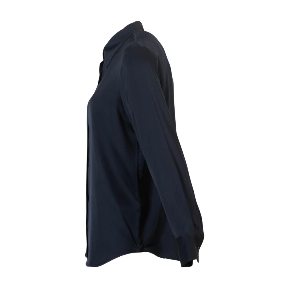 PESERICO Navy Lange Mouw Satijnen Overhemd Blue Dames