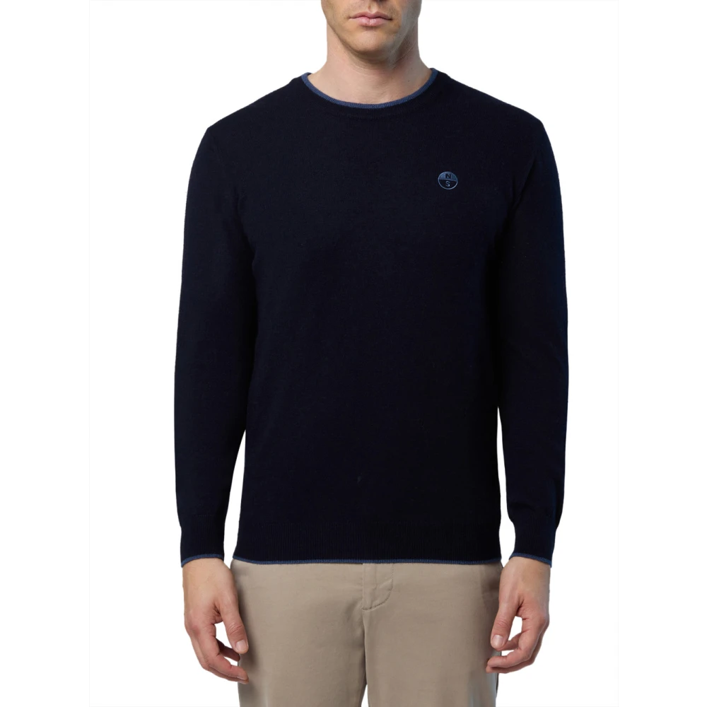 North Sails Blauwe trui met contrastbies Blue Heren