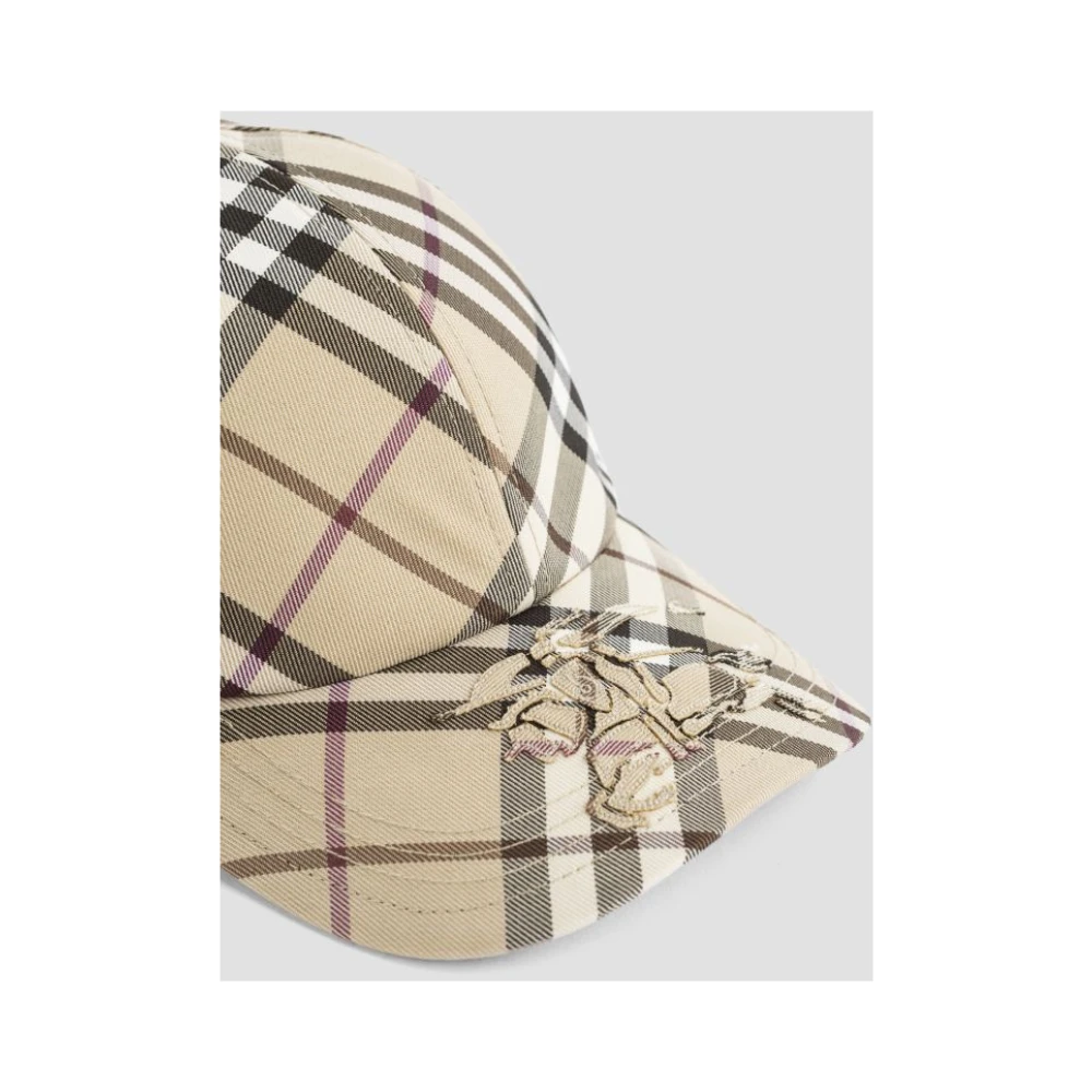 Burberry Beige Check Cap met Embleemontwerp Beige Heren
