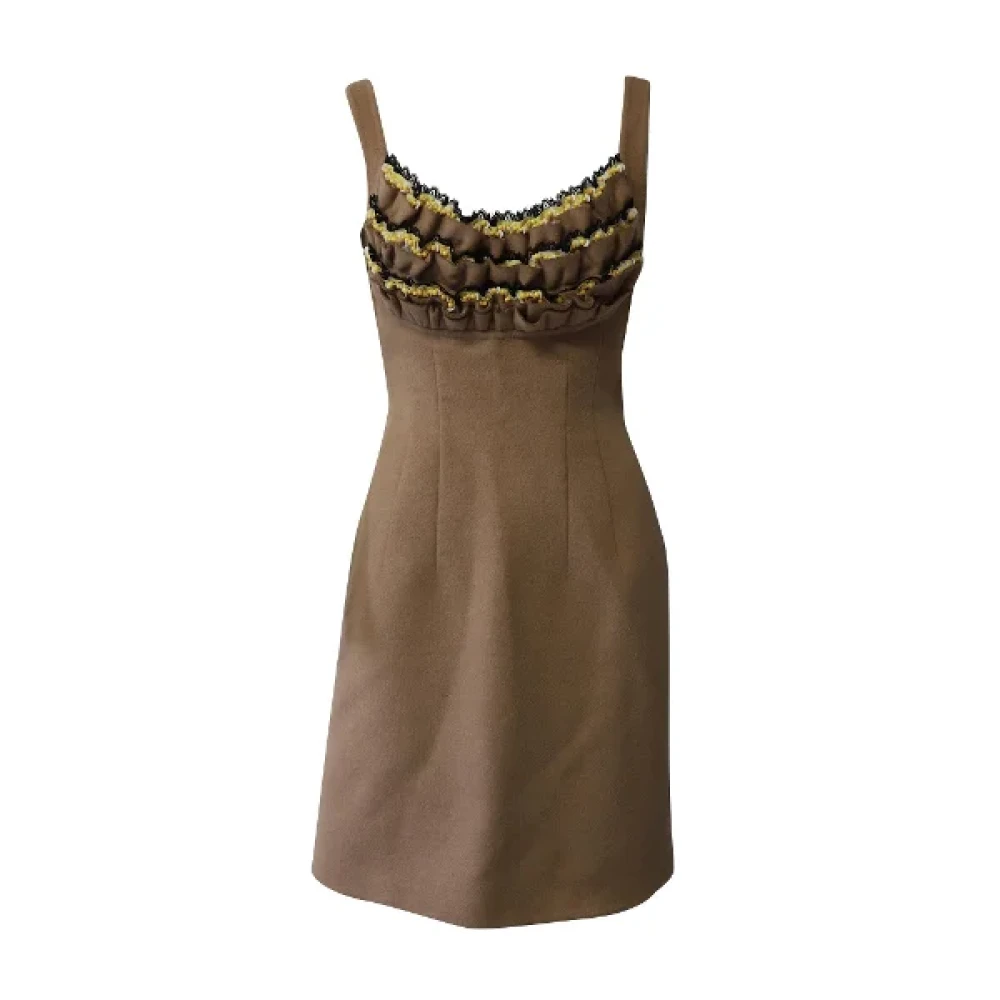 Prada Vintage Pre-owned Wool dresses Brown Dames