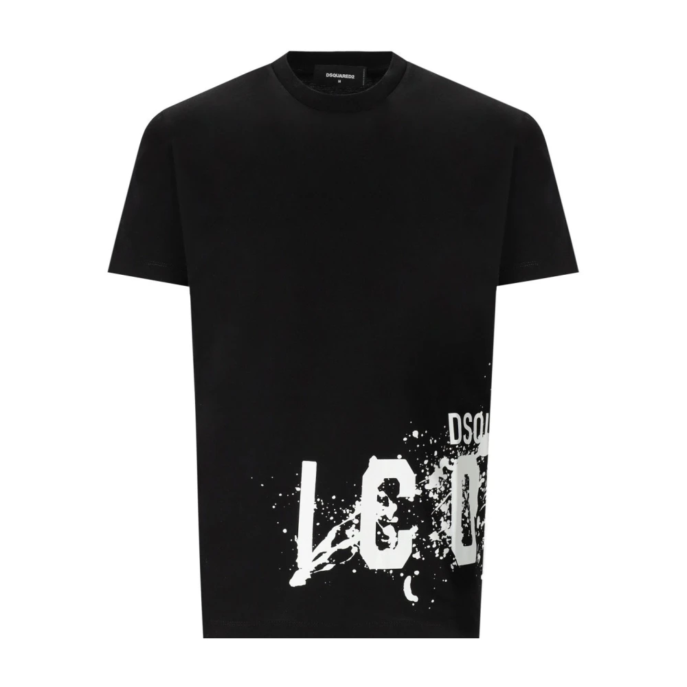 Dsquared2 Zwart Logo Print Crew Neck T-Shirt Black Heren