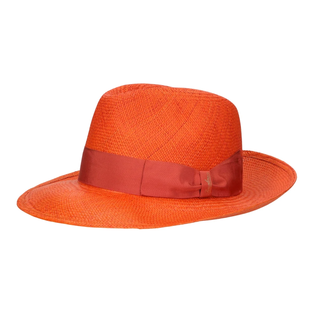 Borsalino Handgeweven Panama Hoed Orange Heren