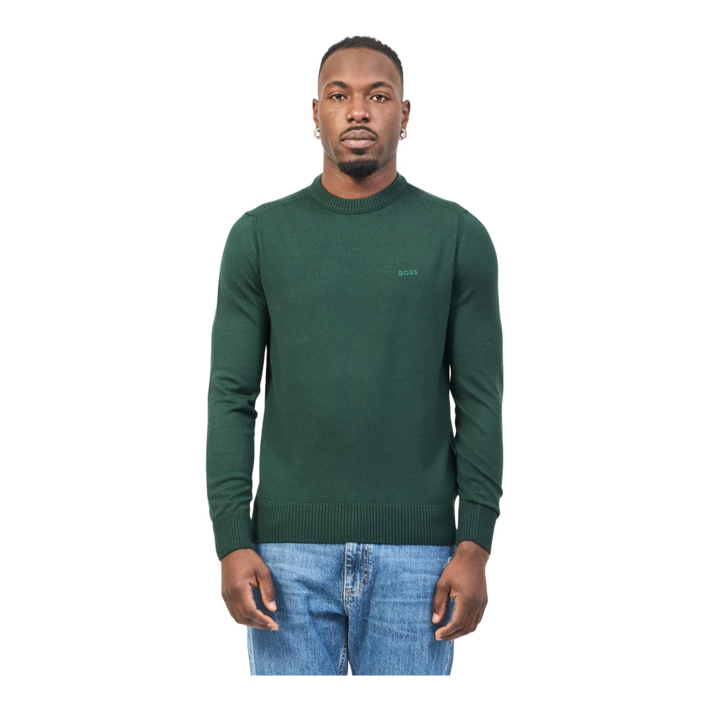 Hugo Boss Groene Trui Straight Fit Katoen Green Heren