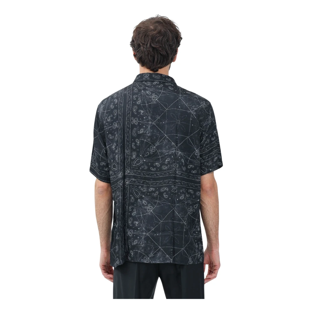 Armani Exchange Bandana Print Korte Mouw Overhemd Black Heren