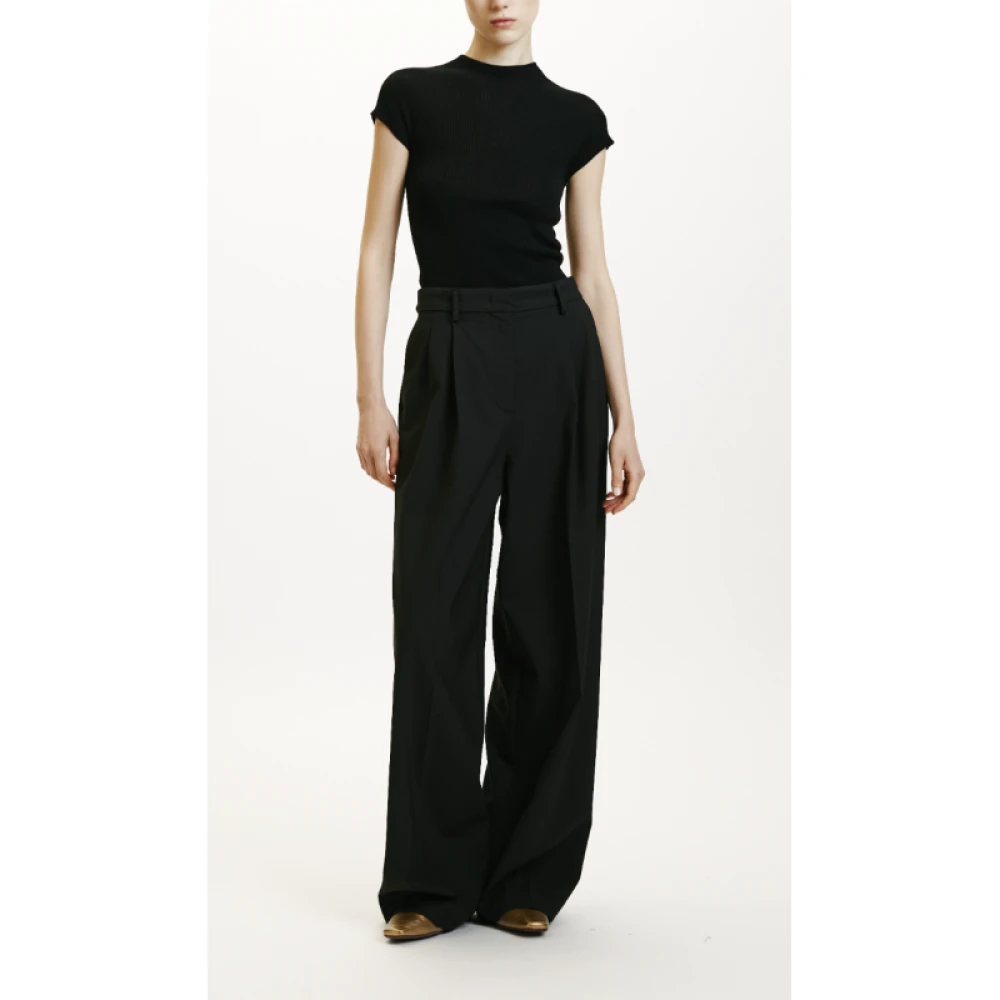 Momoni Kyoto Wijde pijpen wollen broek Gray Dames