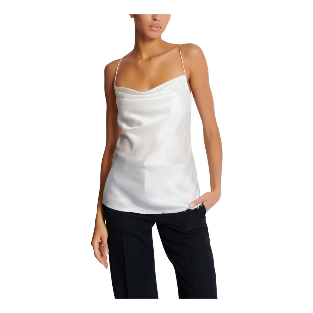 Balmain Gedrapeerde satijnen top White Dames