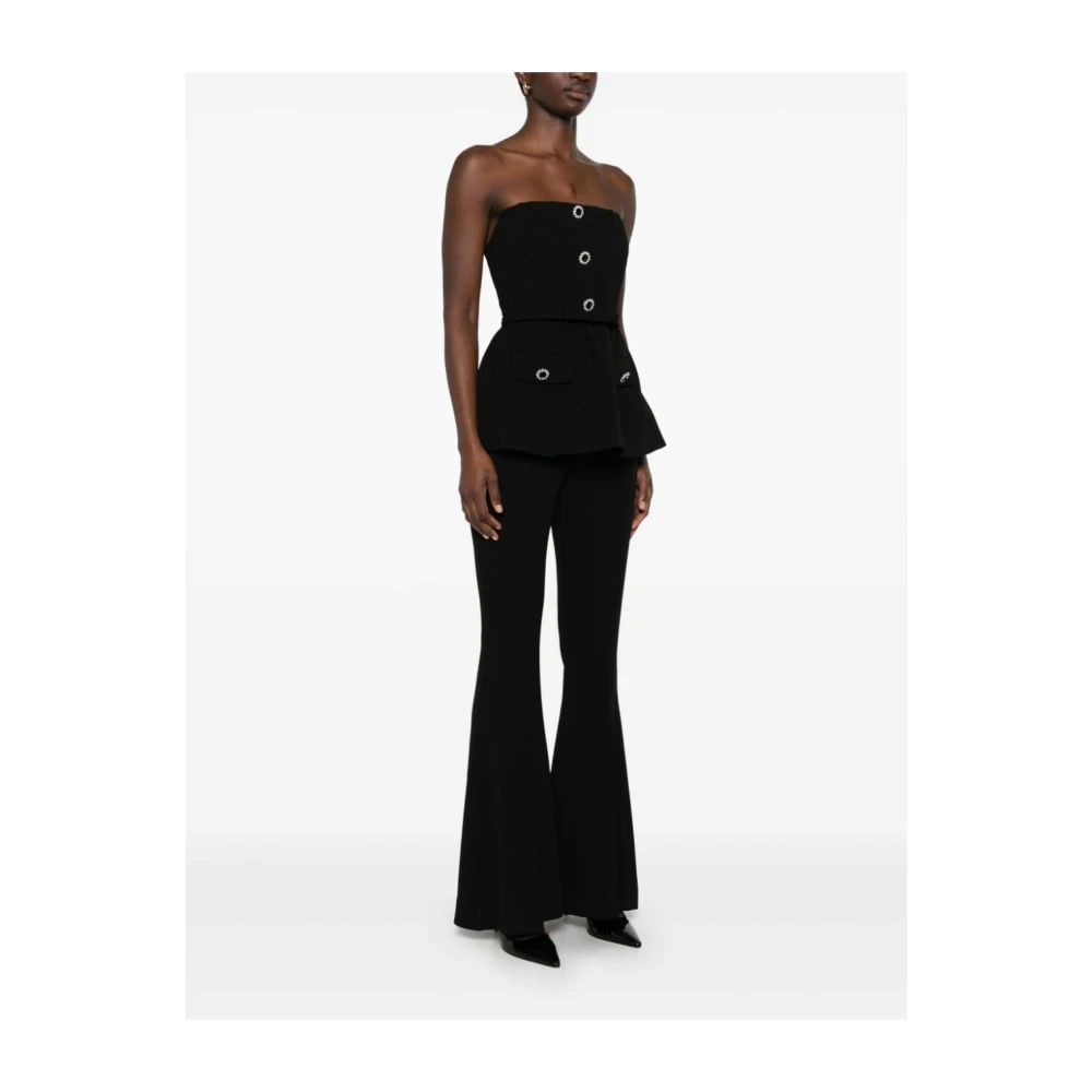 Self Portrait Zwarte Crepe Jumpsuit met Riem Black Dames