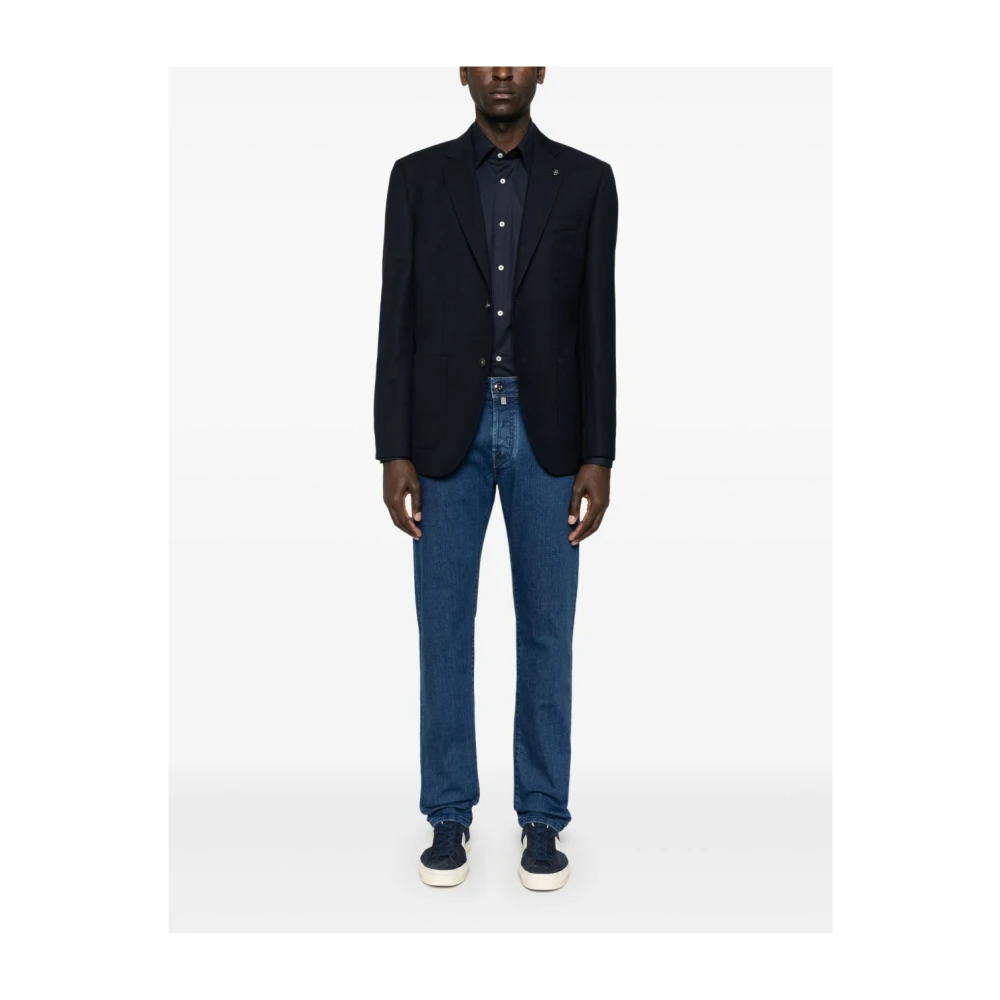 Hugo Boss Blauwe Button-Up Shirt Gekromde Zoom Blue Heren