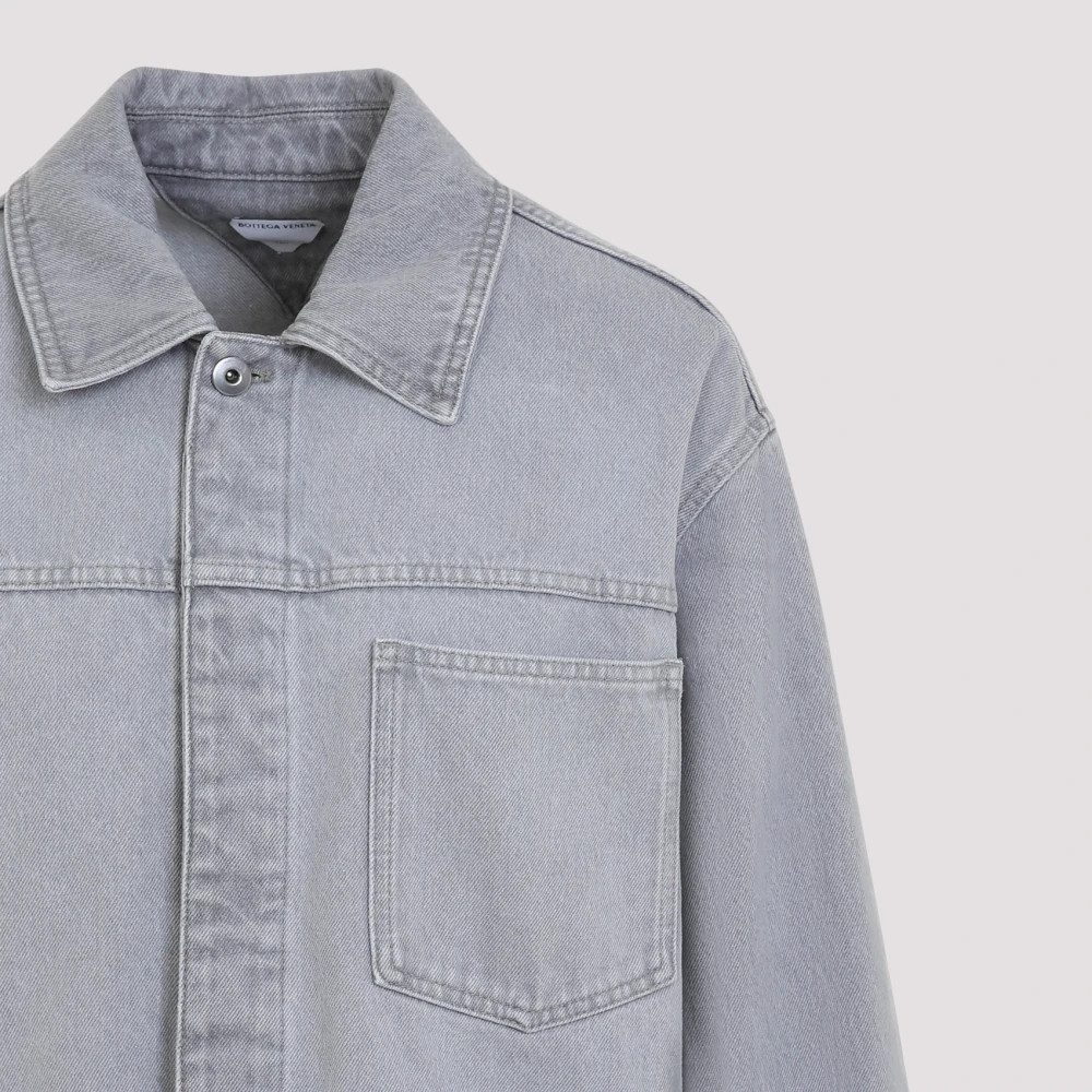 Bottega Veneta Lichtgrijs Gewassen Denim Jack Gray Dames