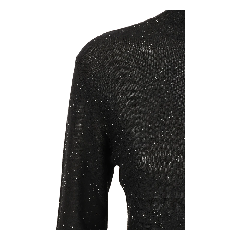 Fabiana Filippi Zwarte trui met col en slim fit Black Dames