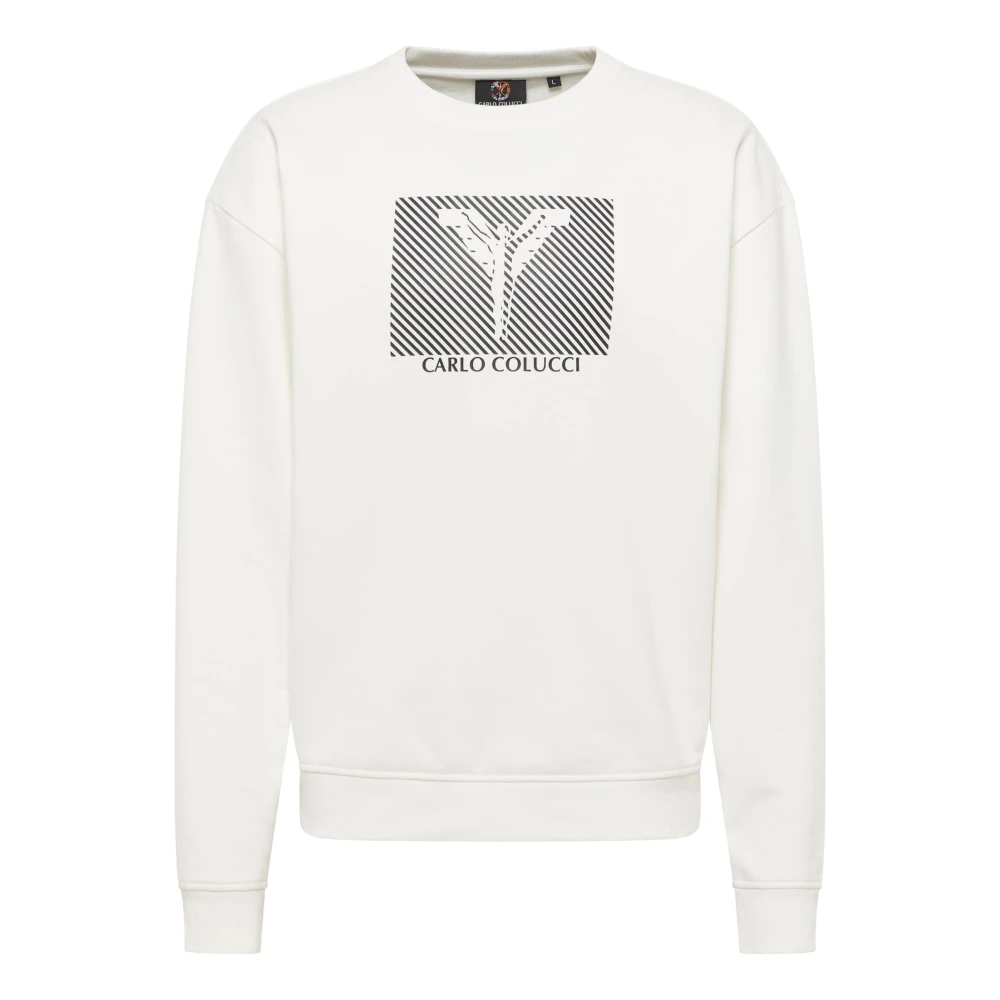 Carlo Colucci Men's White Oversize Sweatshirt - Sweatshirts - M - Sweatshirts & Hoodies