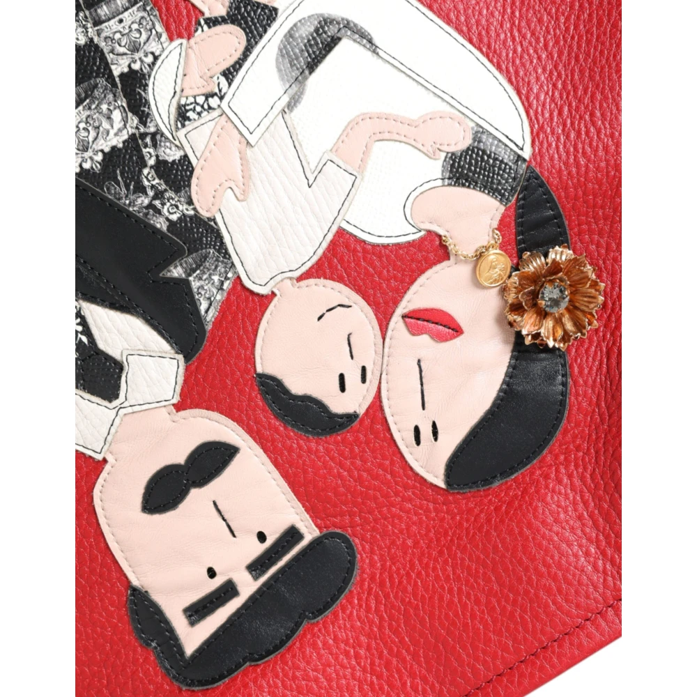 Dolce & Gabbana Rode Leren Familiewapen Winkelmand Red Dames