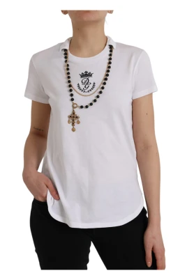 Vit Bomull Kedja T-shirt