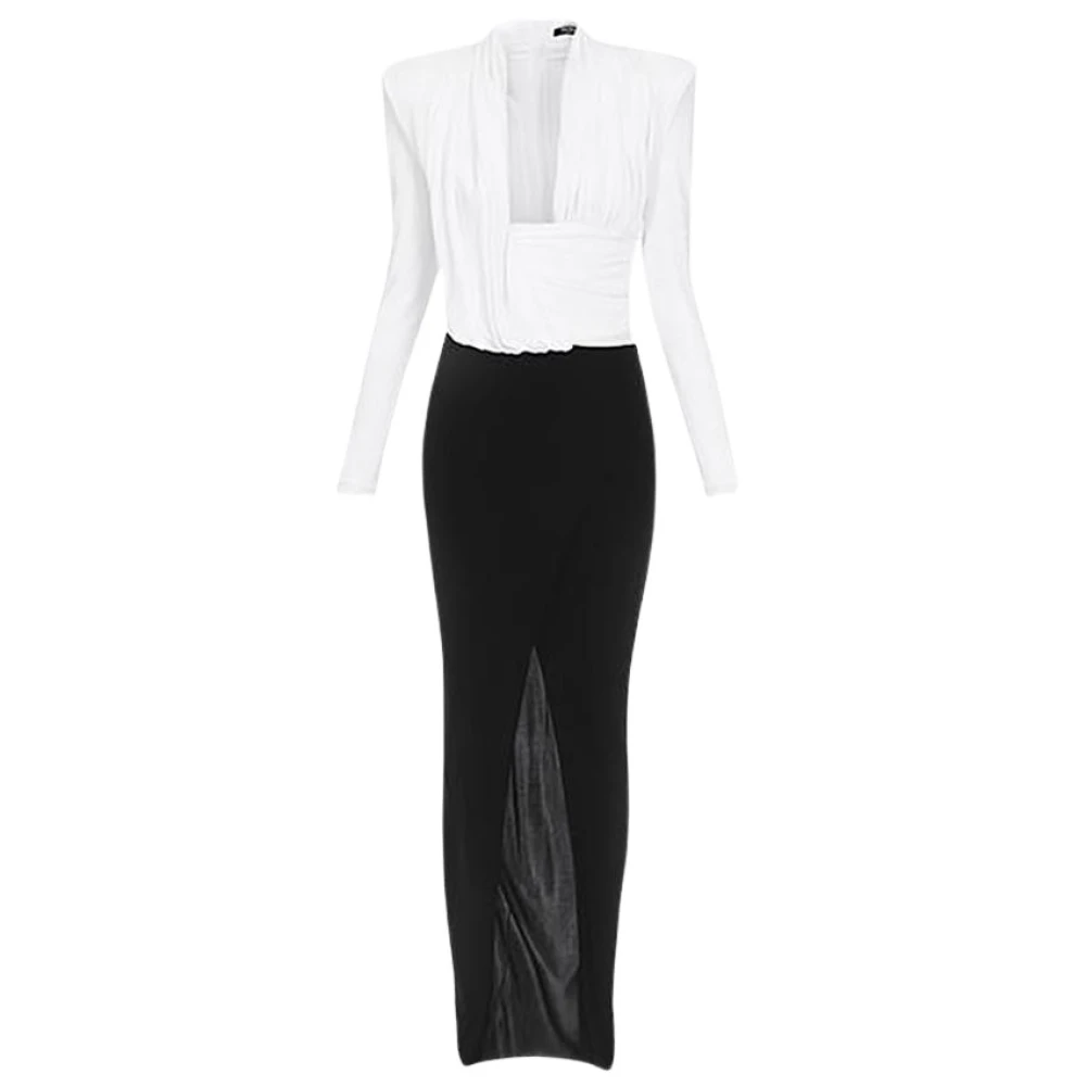 Balmain Gedrapeerde Lange Robe Black Dames