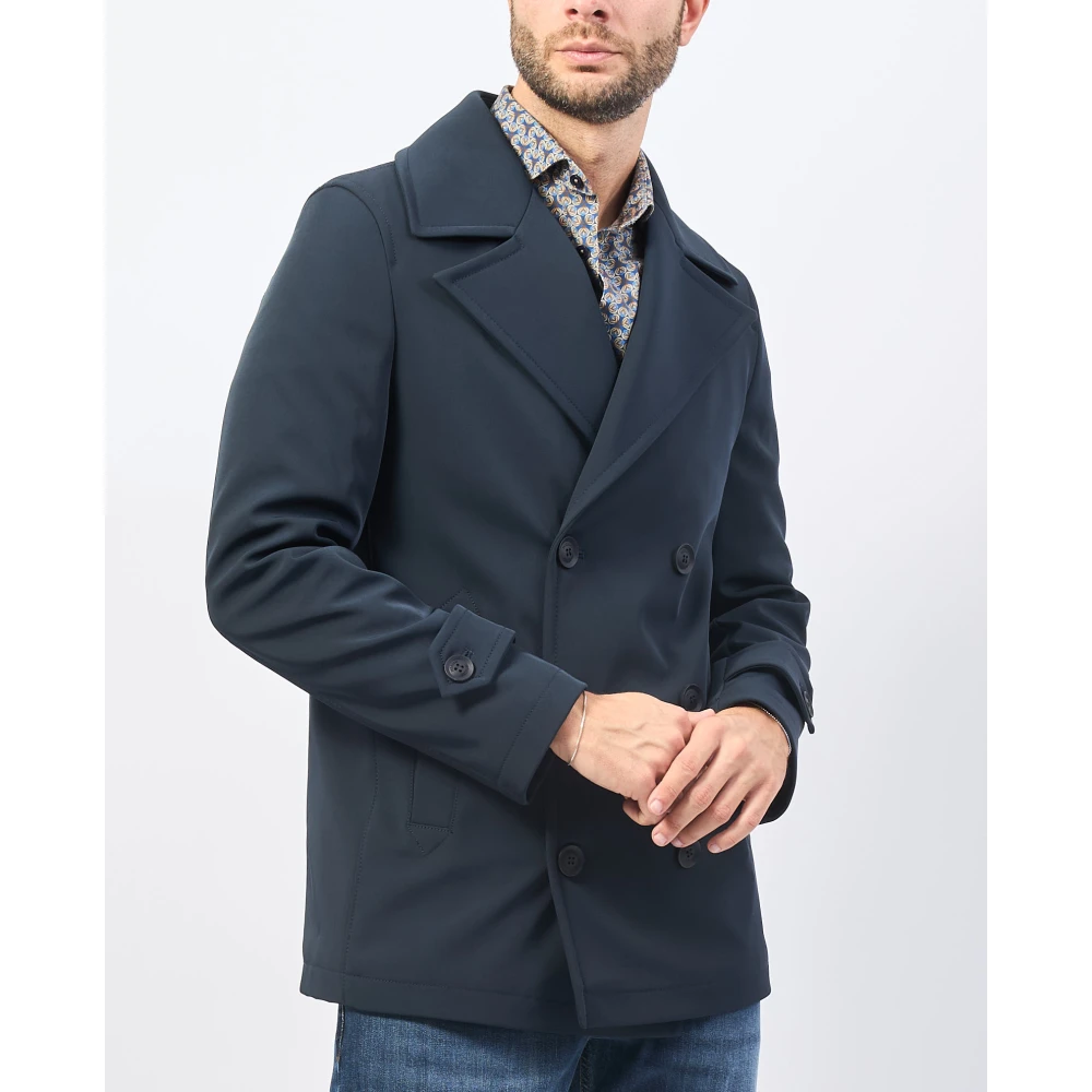 Mulish Blauwe dubbelrijige jas voor mannen Blue Heren