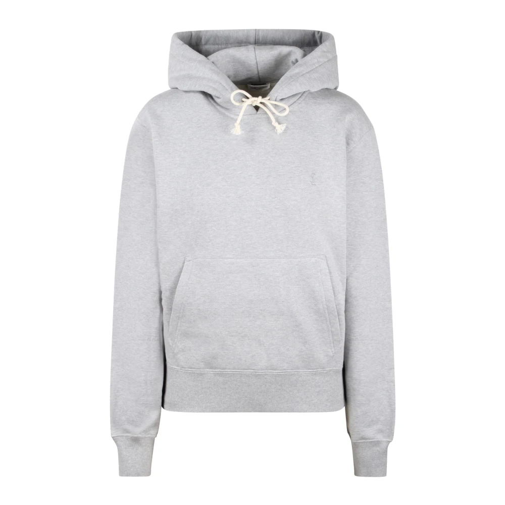 Saint Laurent Geborsteld Katoen Logo Hoodie Fw24 Gray Dames