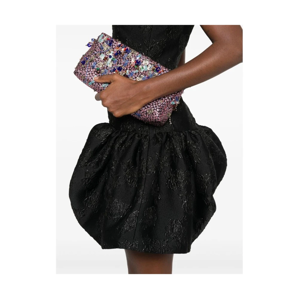 Rotate Birger Christensen Floral Jacquard Mouwloze Jurk Black Dames