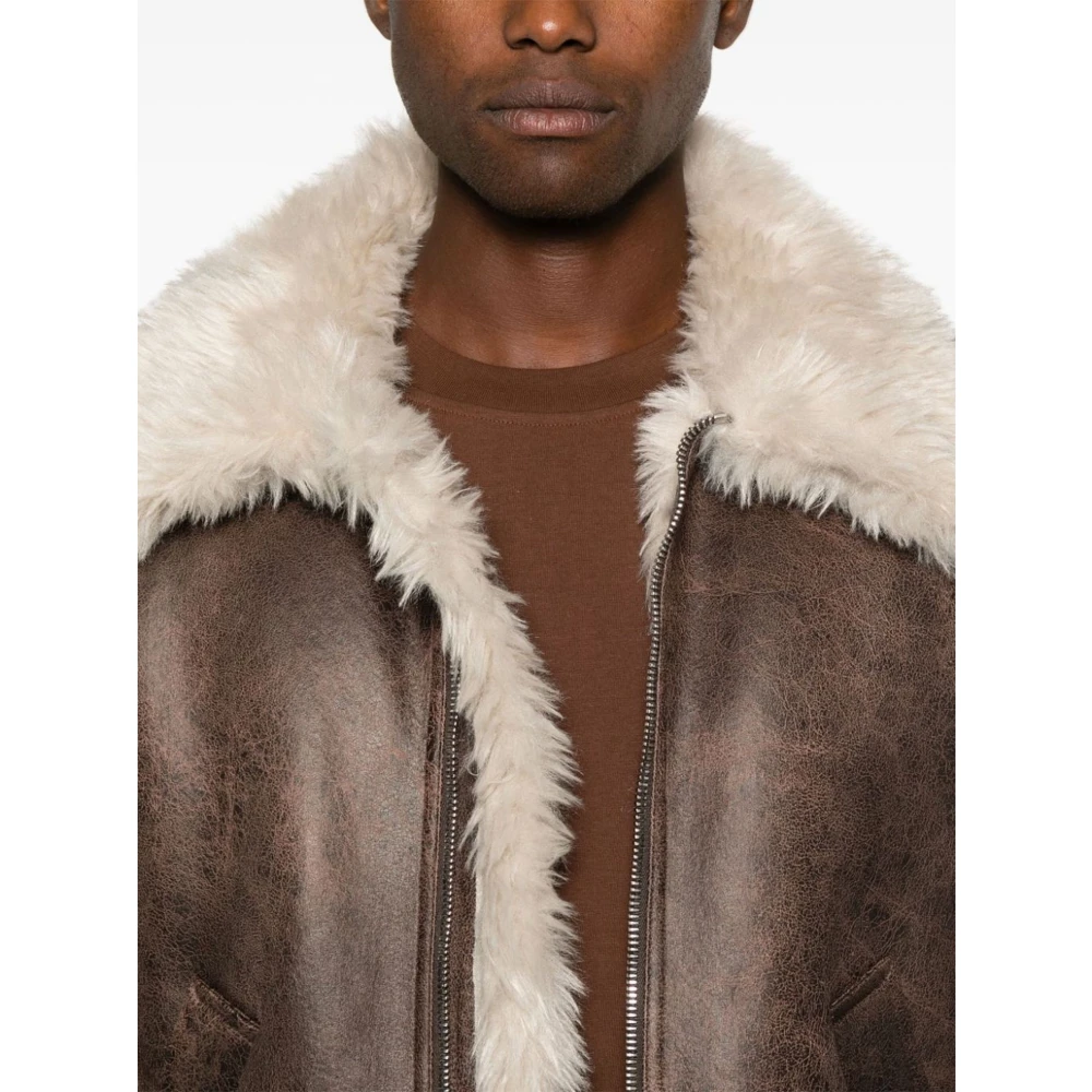Séfr Bruine Asante jas met shearling afwerking Brown Heren
