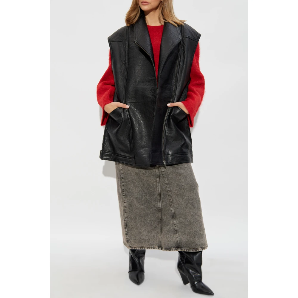Gestuz Leren vest Gellygz Black Dames
