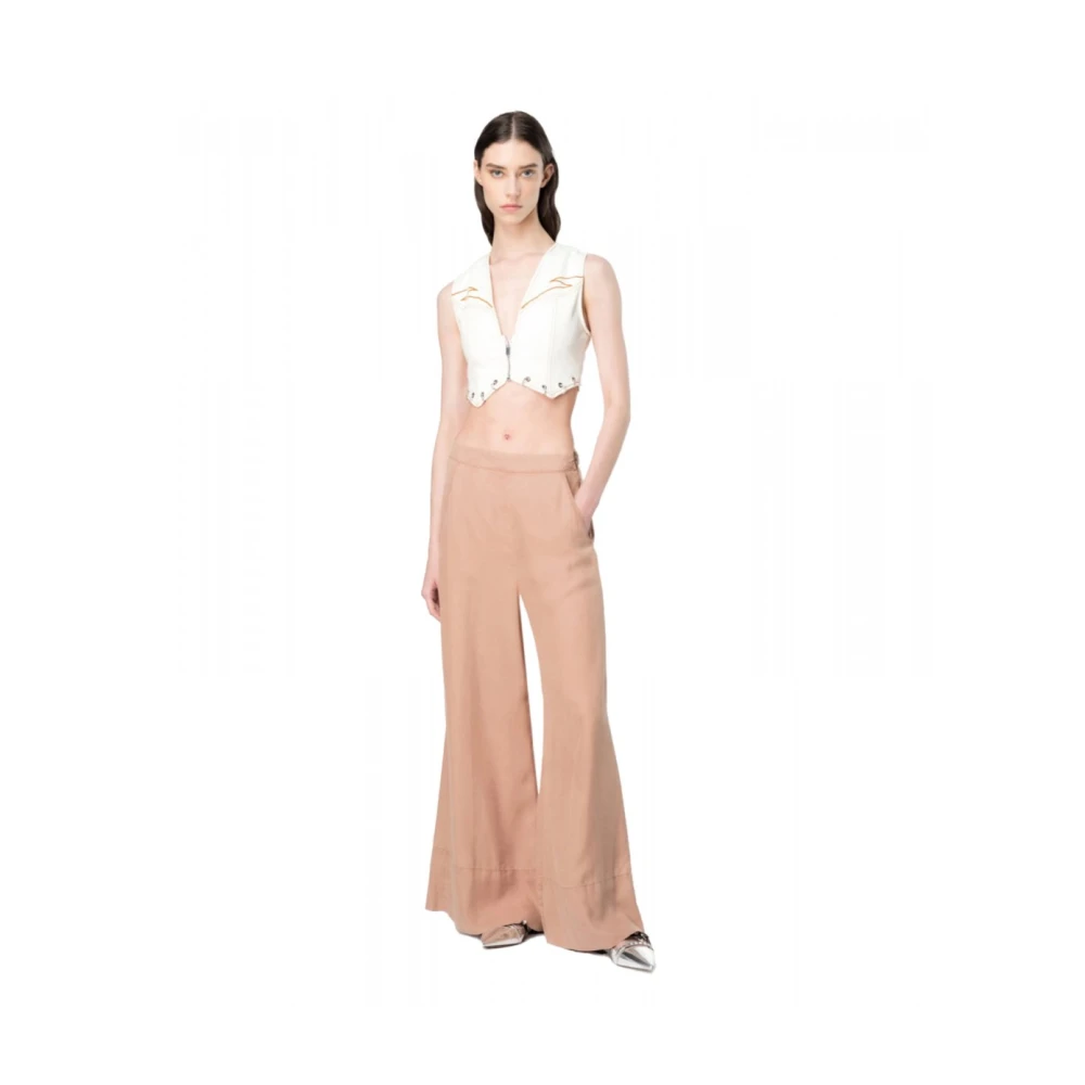 pinko Wijde Pijp Twill Lyocell Broek Beige Dames