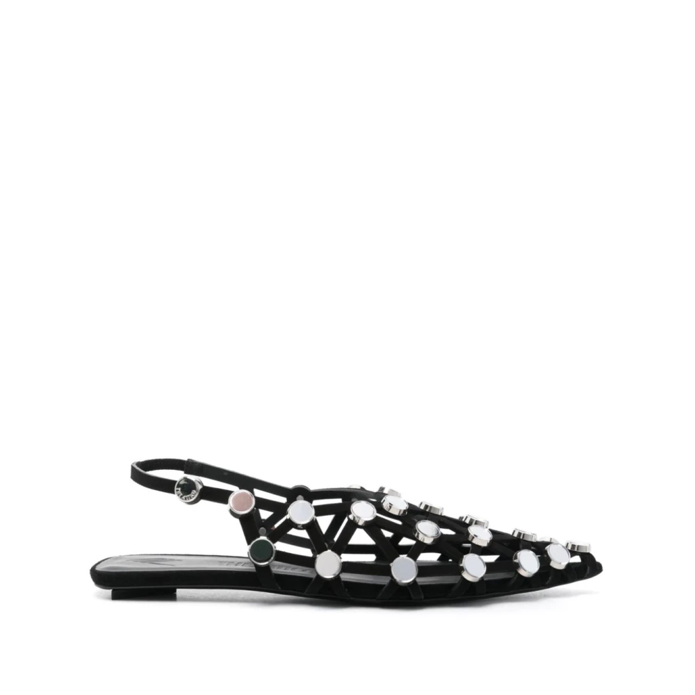 The Attico , Ballerina Shoes, Female, Black, 4 Uk, Black Ballerinas With Stud Details