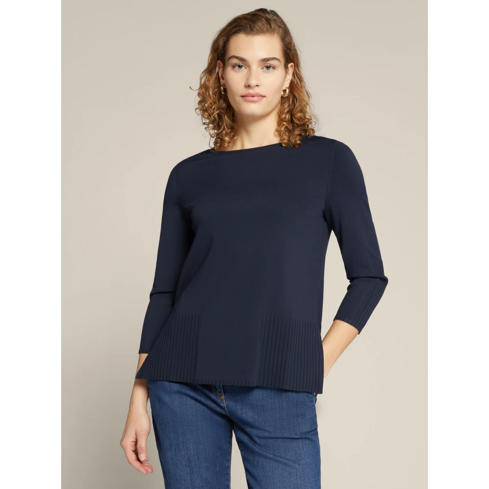 Elena Mirò Round-neck Knitwear Blue Dames