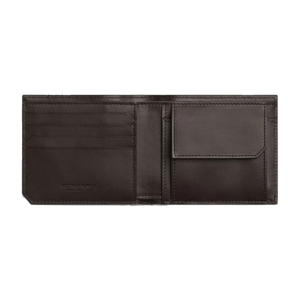 Bottega Veneta Intrecciato Bi-Fold Portemonnee voor Mannen Brown Heren