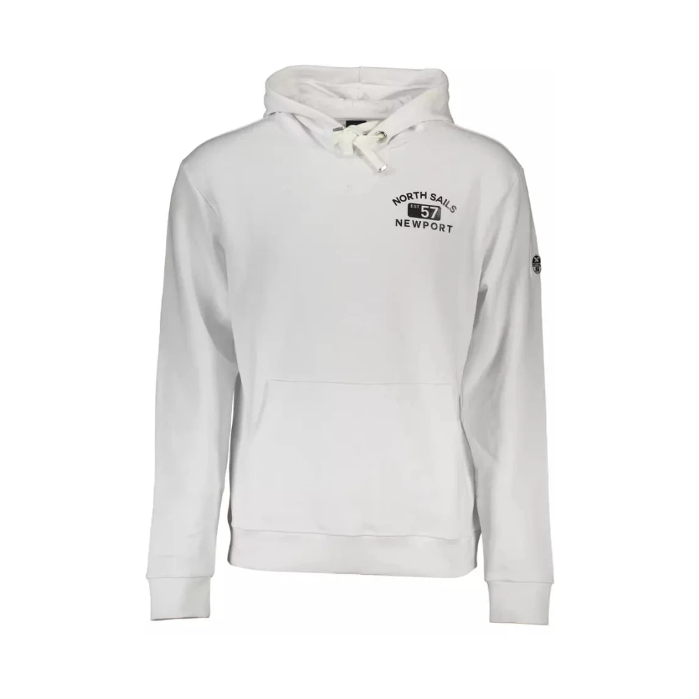 North Sails Men's White Hoodies,, Cotton Hooded Jumper With Print 2XL