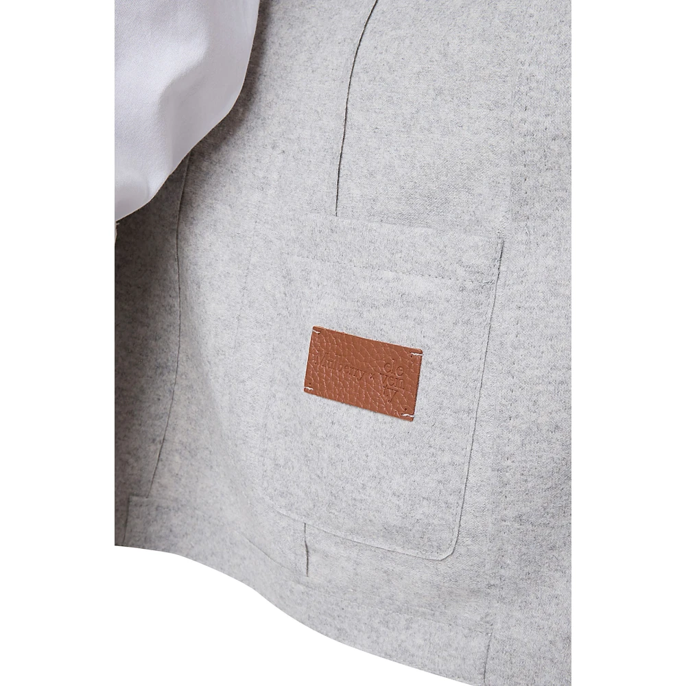 Eleventy Dubbelborstige wollen en leren jas Gray Heren