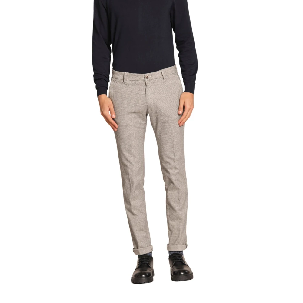 Mason's Extra Slim Chino Broek met Houndstooth Beige Heren