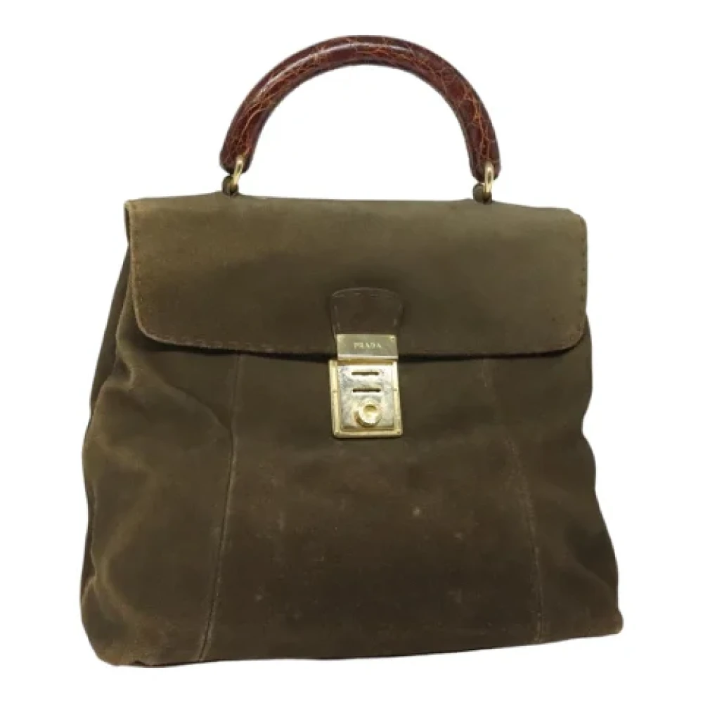 Prada Vintage Pre-owned Suede handbags Brown Dames