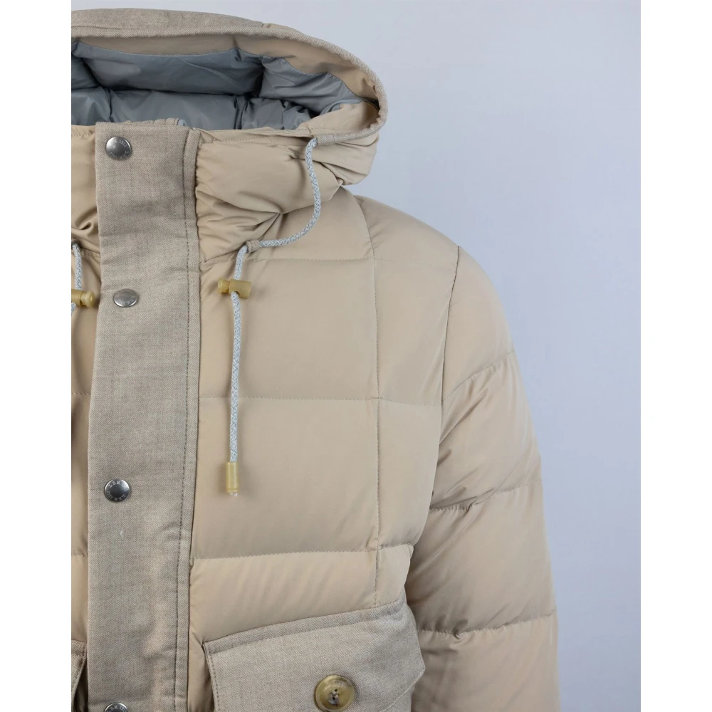 Lubiam Gewatteerde capuchonjas Beige Heren