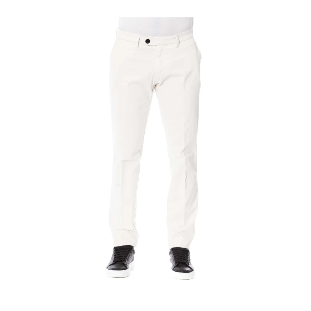 Trussardi Stijlvolle Broek met Knoop- en Ritssluiting White Heren
