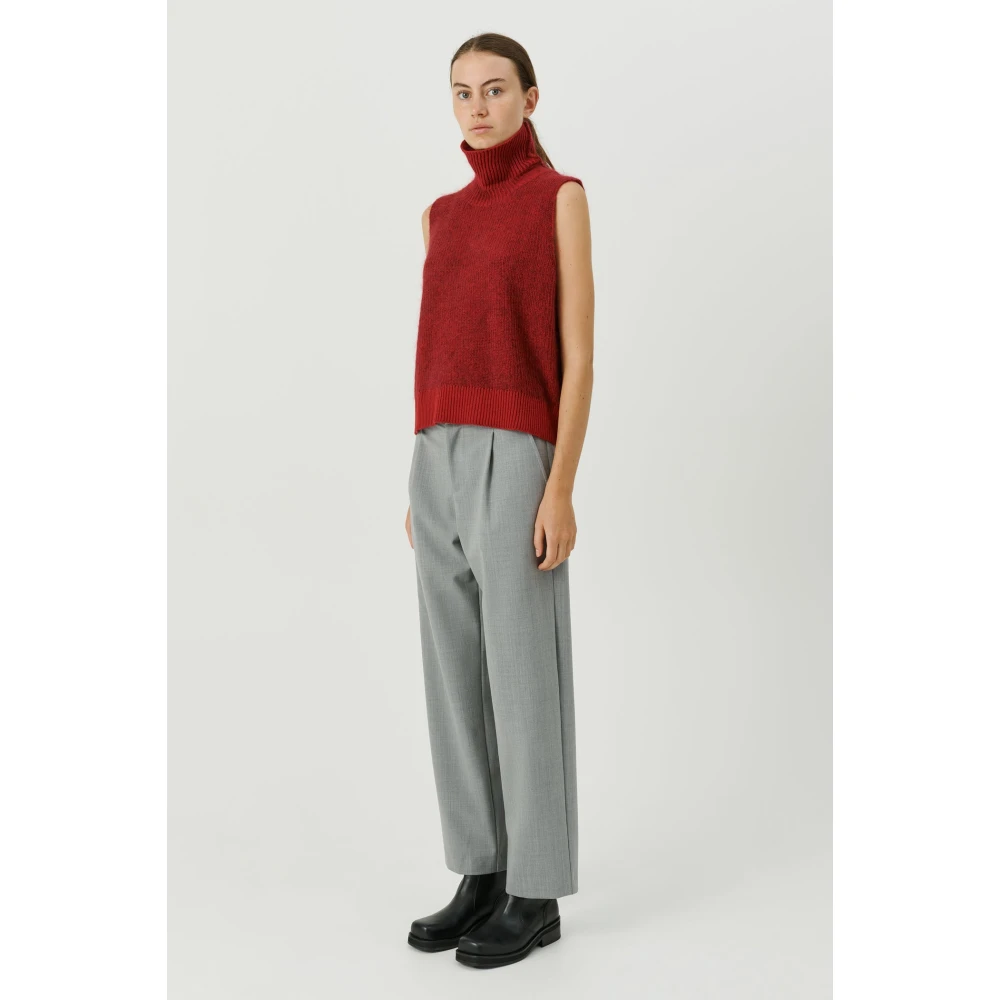 Soulland Hoge Hals Kasjmier Vest Red Dames