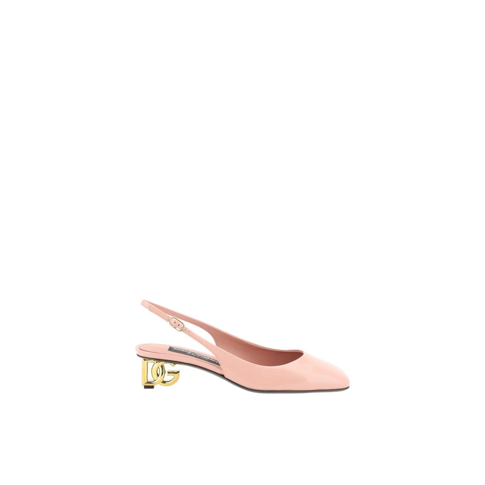 Dolce & Gabbana Women's Golden Logo Heel Leather Pumps