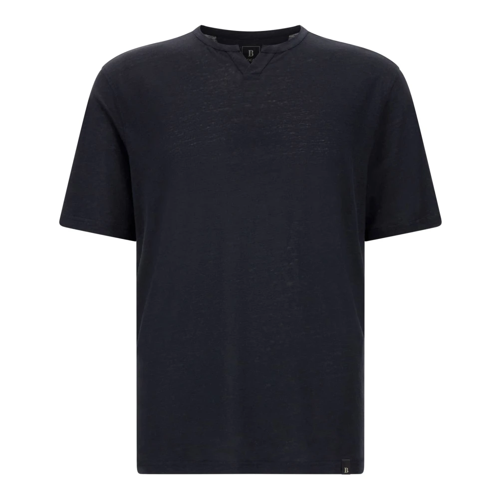 Boggi Milano Homme Bleu Tops, Taille: 2XL T-Shirt En Jersey De Lin Extensible