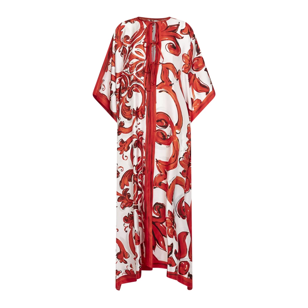 Dolce & Gabbana Red Majolica-Print Kaftan Dress - Female - Maxi Dresses - S - Dresses
