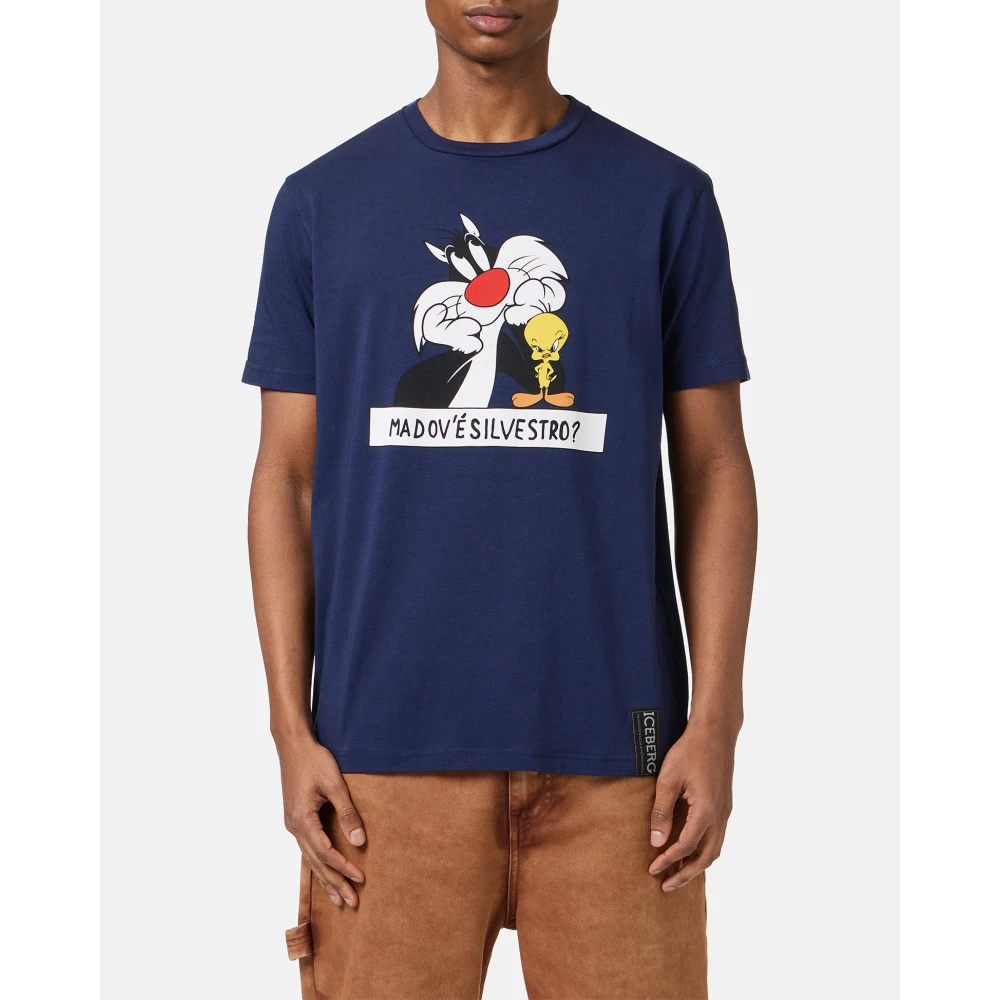 Iceberg katoenen blauw T-shirt met Looney Tunes print Blue Heren