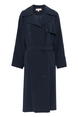 Blå Dolman Bältes Trenchcoat