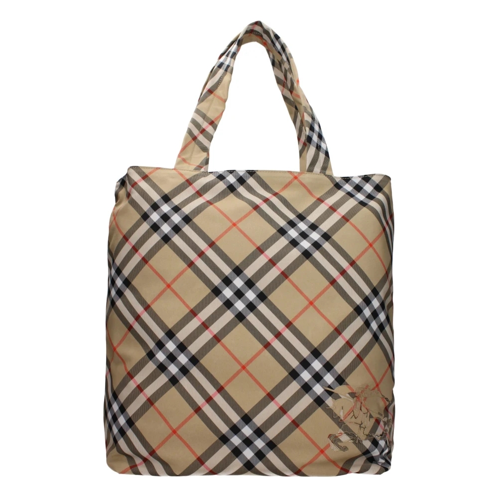 Burberry Men's Beige Shopping Bags, One Size, Fabric Shoulder Bag With Front Logo