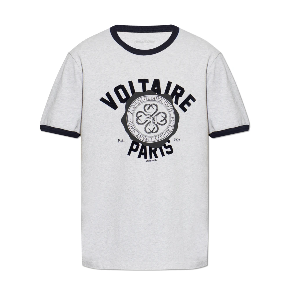 Zadig & Voltaire Men's Gray Woody T-Shirt - T-Shirts - S - Tops